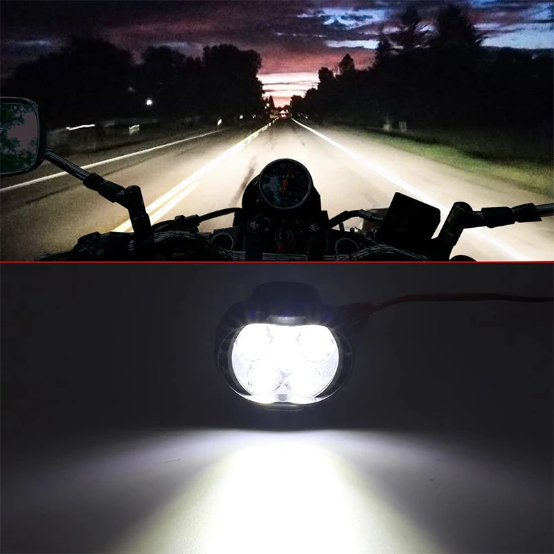 Phare de Moto à 6 LED, haute luminosité, ampoules modifiées de , lumière auxiliaire pour véhicules avec interrupteur, accessoires de Moto