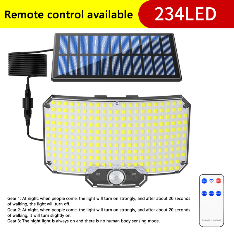 234 LED-Solarleuchten für Höhle Außenbereich mit 3 Modi, Bewegungsmelder, Solar--Flutlichter mit Fernbedienung, IP65 wasserdicht, Sicherheits-Solar--Wandleuchte: Ursprünglich Titel