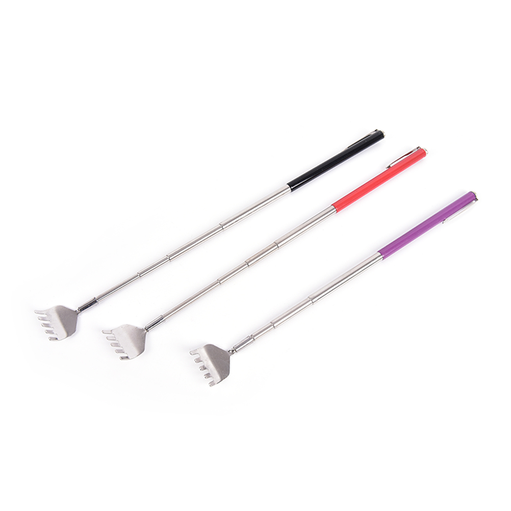 Rascador de espalda extensible telescópico práctico ajustable, Clip de bolígrafo de acero, tapón de columna vertebral, Kit de herramientas de maquillaje para masaje de arañazos de bolsillo: 10