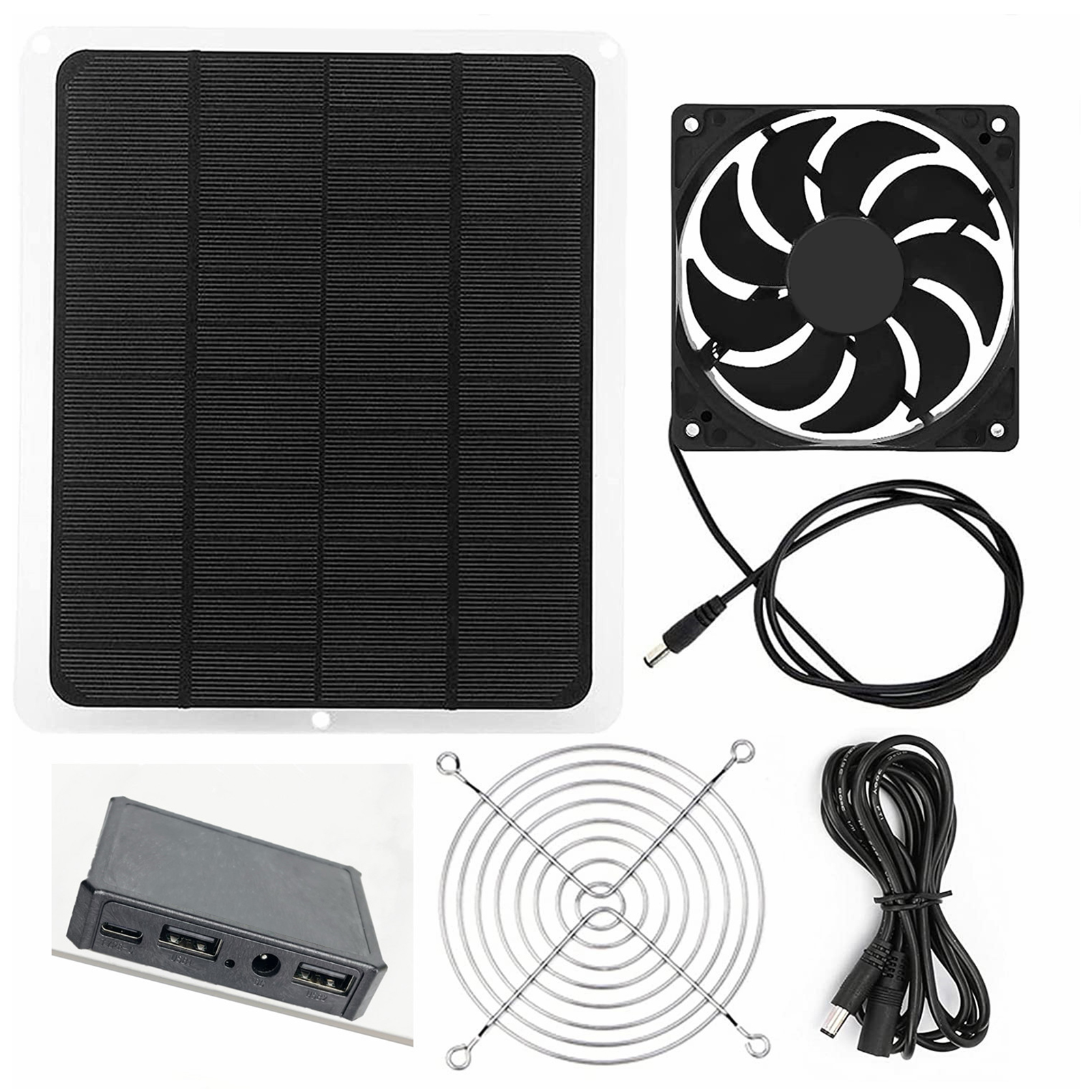 20W 12V Monokristallijn Silicium Zonnepaneel Zonne-energie Panel Ventilator Zonne-Ventilator Wandelen Klimmen Camping Picknick