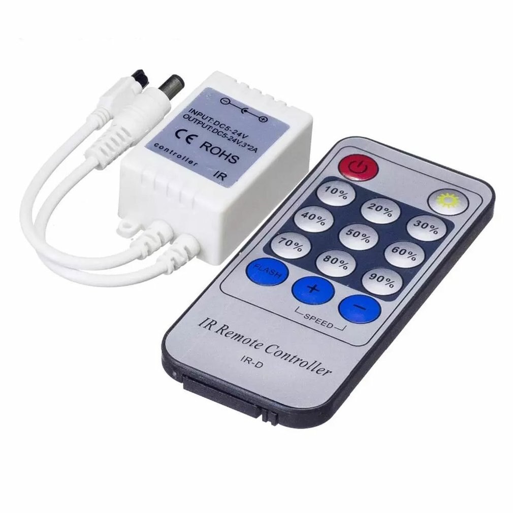 Mini Remote Control Dimmer For Single Color LED Strip LED Ribbon LED Tape DC 12V-24V 144W IR 14 Key Remote Controller