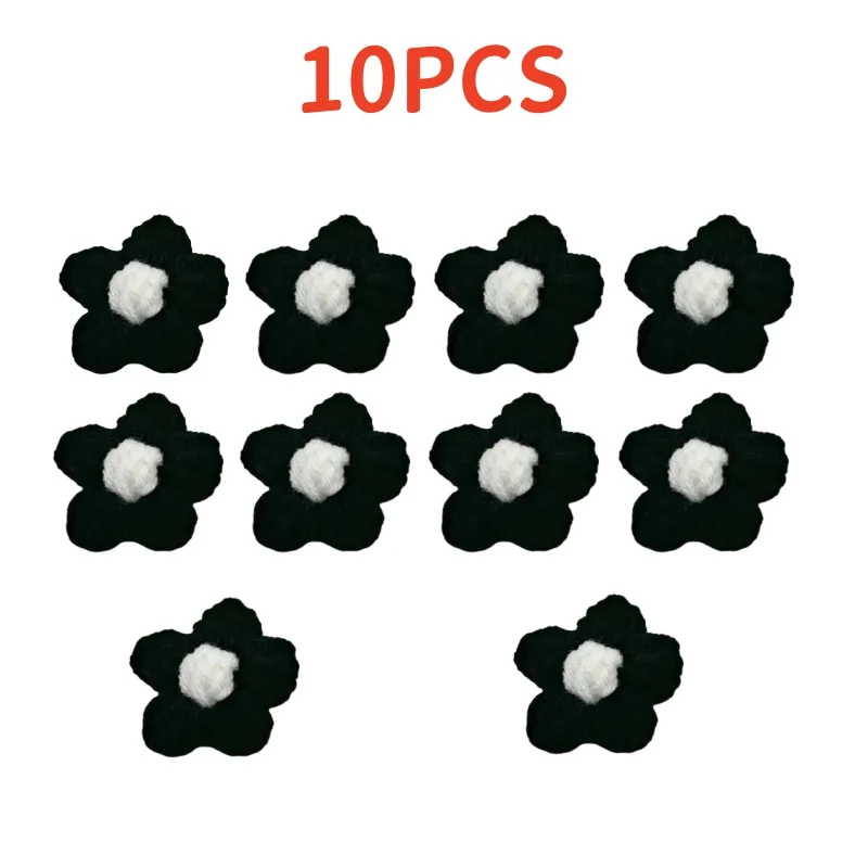 10 Uds. De cabeza de flor tejida, adorno de ramo de hilo de ganchillo, clavel, broche de horquilla tejido a mano, accesorios de costura DIY: Oro