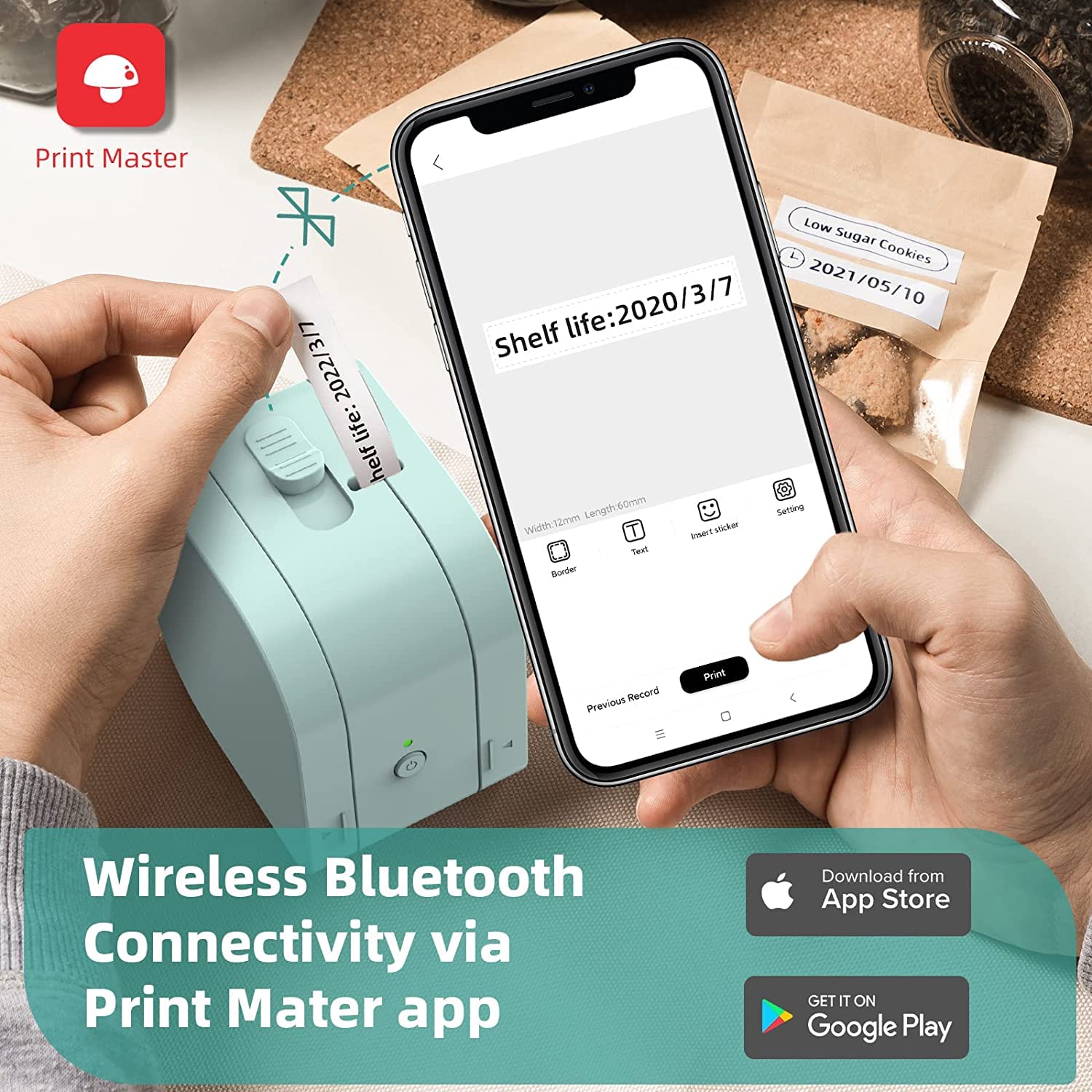 P12 Mini Label Maker Machine with Tape Thermal Label Printer for Home Office Business Wireless Label Machine for iOS &amp; Android