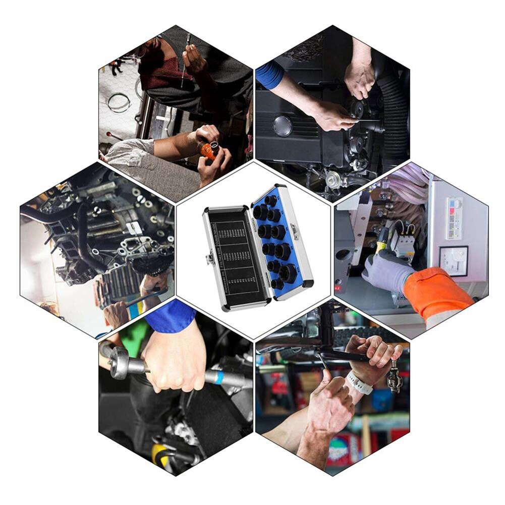 10pcs 9-19mm Metal Damaged Nut Bolt Remover Kit Stud Extractor Broken Bolt Screw Remover Hand Tools Set Threading Tools Kit