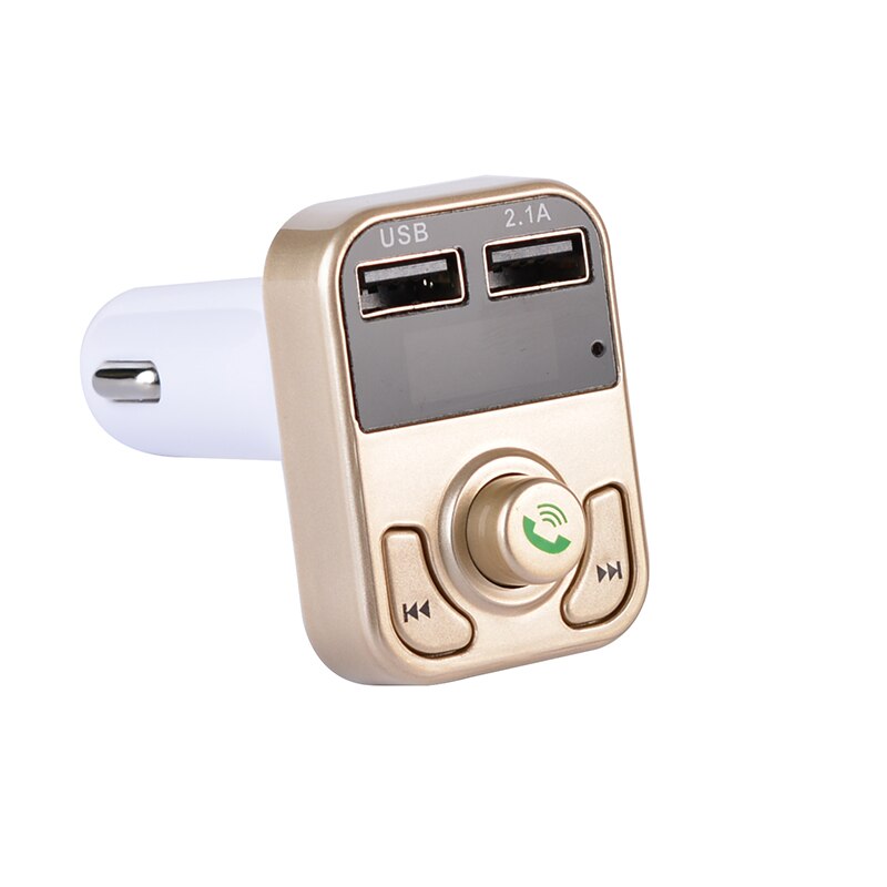 Transmetteur sans fil Bluetooth 5.0 FM pour voiture, mains libres, chargeur MP3, double affichage, lecteur équipé, double USB: Gold
