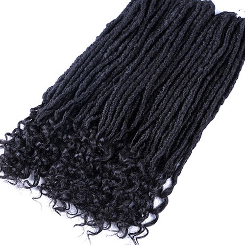 Dula A Bohemian Crochet Braids Faux Locs Curly Crochet Hair 18inch 24 Strands Ombre Braiding Extensions Synthetic Hair: #1B / 1Pcs/Lot