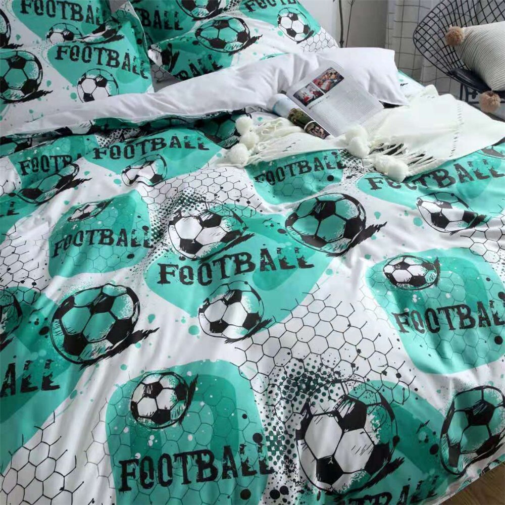 Jongens voetbal voetbal bedrukt bed beddengoed kinderen dekbedovertrek kussensloop beddecoratie dekbedovertrekset groene beddengoedset ons tweeling