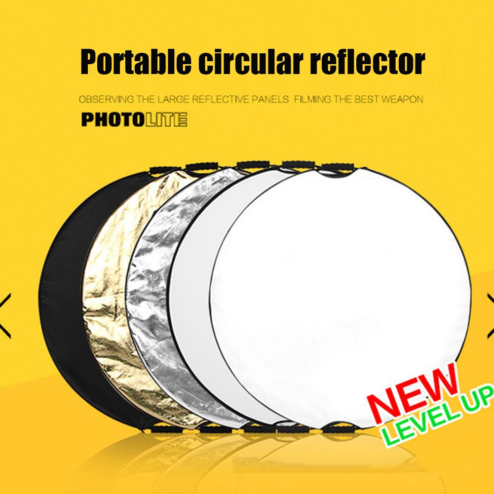 5 in 1 Photography Reflector Gold Silver White Black Translucent Portable Collapsible Light Round Photo Studio Reflector 80cm