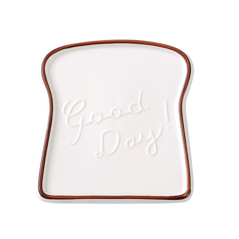 Ceramic Toast Shaped Dinner Plate Porcelain Bread Salad Dessert Plate Morning Dish for Kitchen Party Restaurant: Default Title