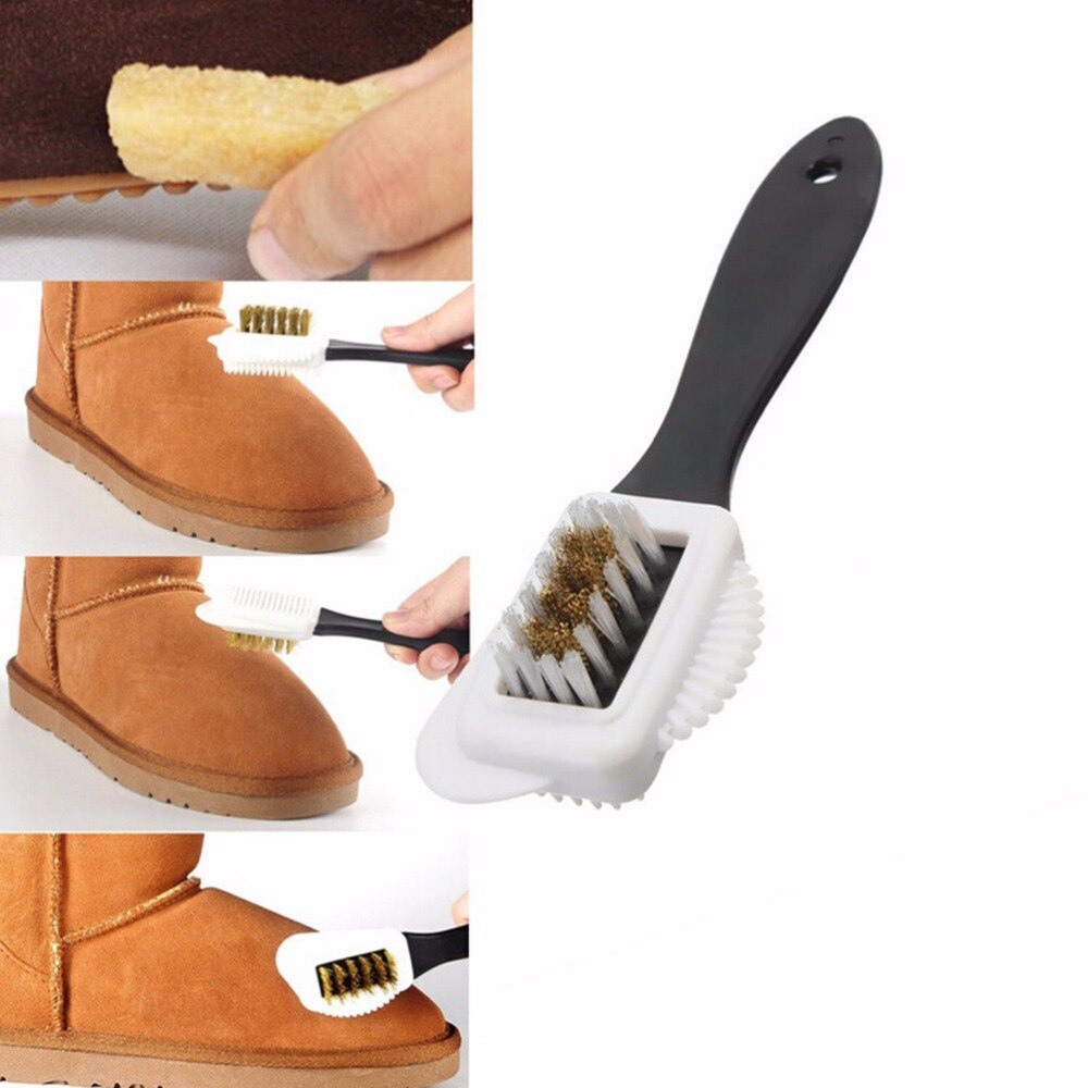 Cepillo de limpieza de zapatos de 3 lados, limpiador de zapatos de gamuza en forma de S de nobuk, ,