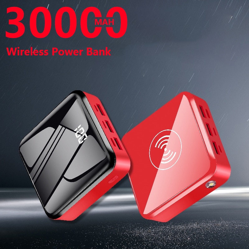 Hohe Kapazität 30000mah kabellos Energie Bank Mini Energie Bank mit verdreifachen USB 2,1 EINE Schnelle Ladung LED Anzeige Energie