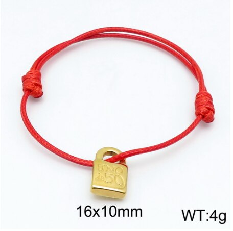 Women Men Silver Color Gold Stainless Steel key UNO de 50 Lock Black Red Brown Pink Rope Bracelet Jewelry: 1