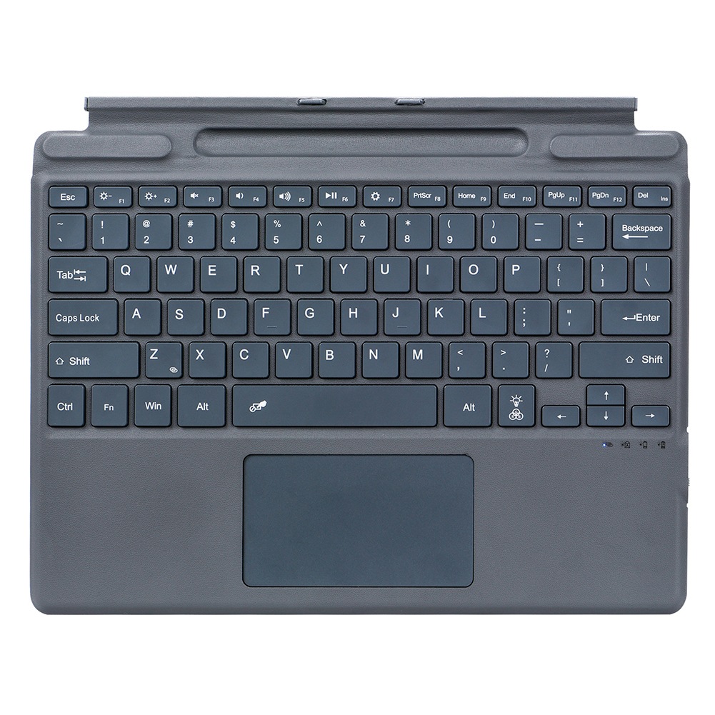 Magnetisch toetsenbord voor Surface Pro 11/10/9/8/X Slank Bluetooth draadloos toetsenbord met touchpad, pensleuf, achtergrondverlichting, Type C Charge: Grey