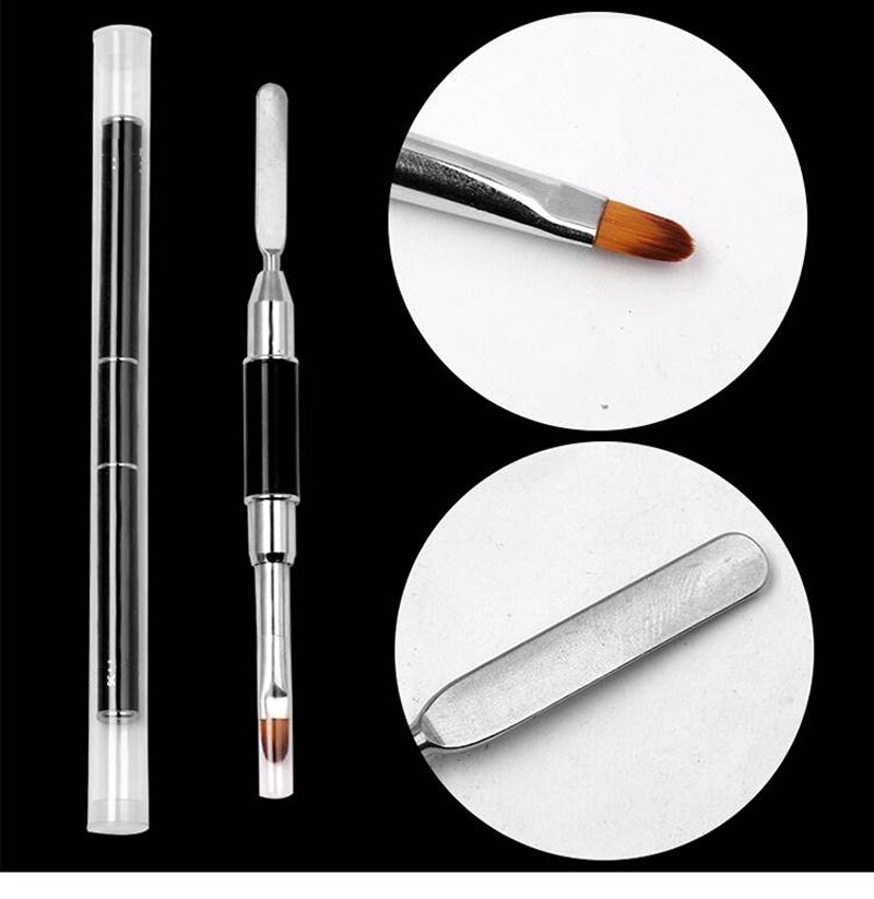 UV Gel Nail Brush Dual-ended Gel Brush Kit Tool For Acrylic UV Nail Tips Extension & Jelly Gel Tips Building 1pcs