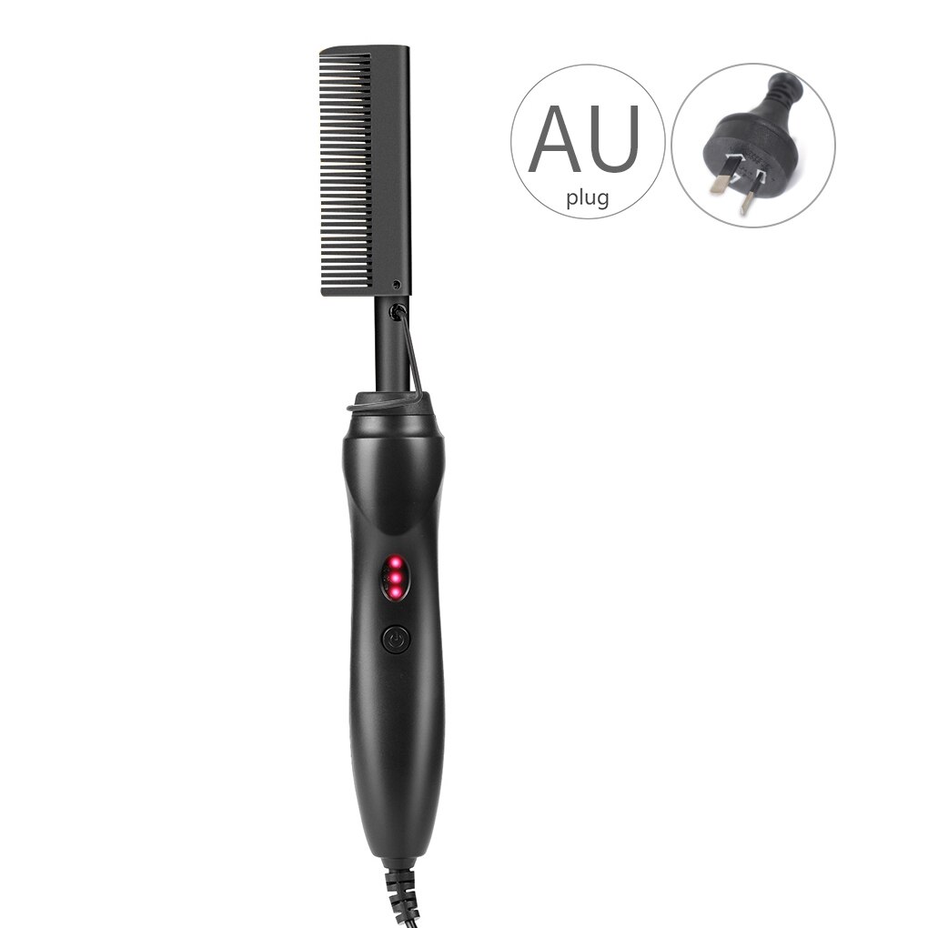 Heating Hair Straightener Wet Dry Hair Corrugation Curling Curler Flat Irons Straightening Brush Hair Straight Comb Styler: A-AU Plug