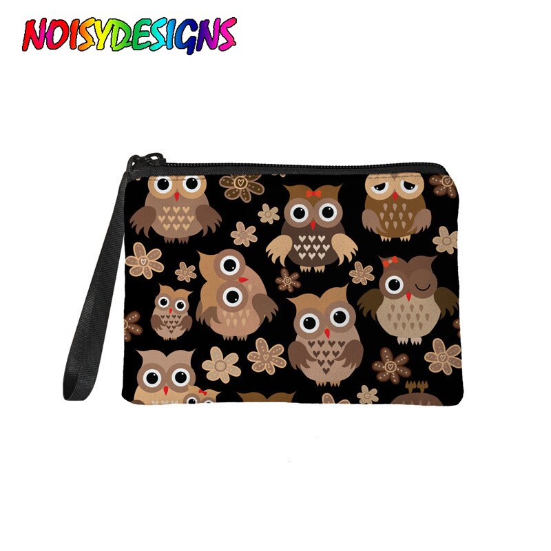 NOISYDESIGNS-monedero pequeño con dibujos animados de búho para mujer, cartera pequeña, monedero, tarjetero