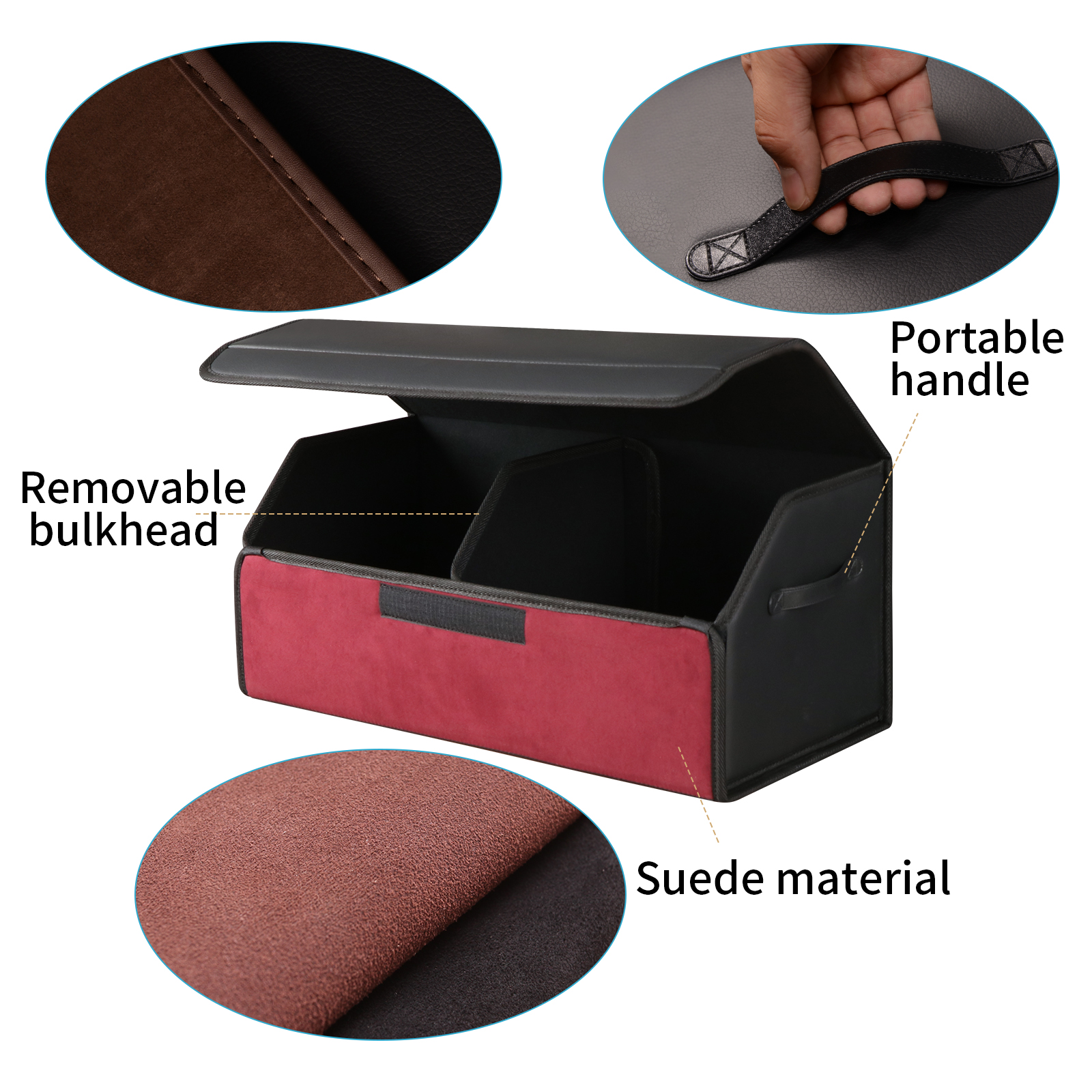 Car trunk storage box Big capacity Auto Multifunctional suede car Folding For Emergency Storage Box