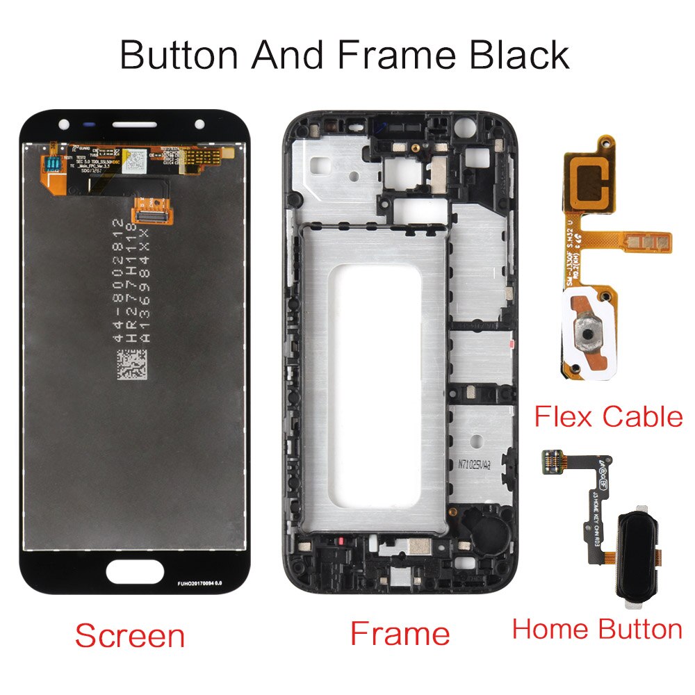 AMOLED LCD Screen for Samsung Galaxy J3 Pro J330F J330FN - 5.0 inch Display with Touch Digitizer: Button Frame Black