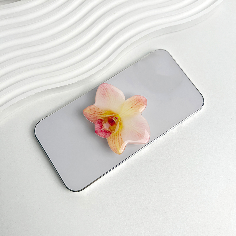 Orchid Phone Grip Holder Phalaenopsis Phone Grip Tok Folding Ring Foldable Cymbidium Griptok Case Cell Phone Bracket: Yellow