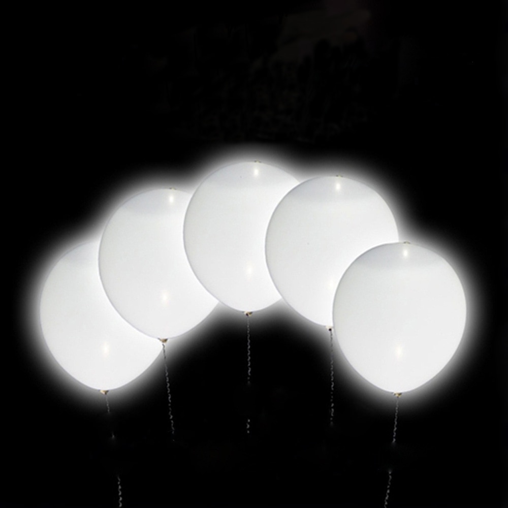 5pcs LED Ballon Lichtgevende Licht bal 12 Inches Witte Latex Ballon gloed Ballon birthday party Bruiloft Decor Supplies