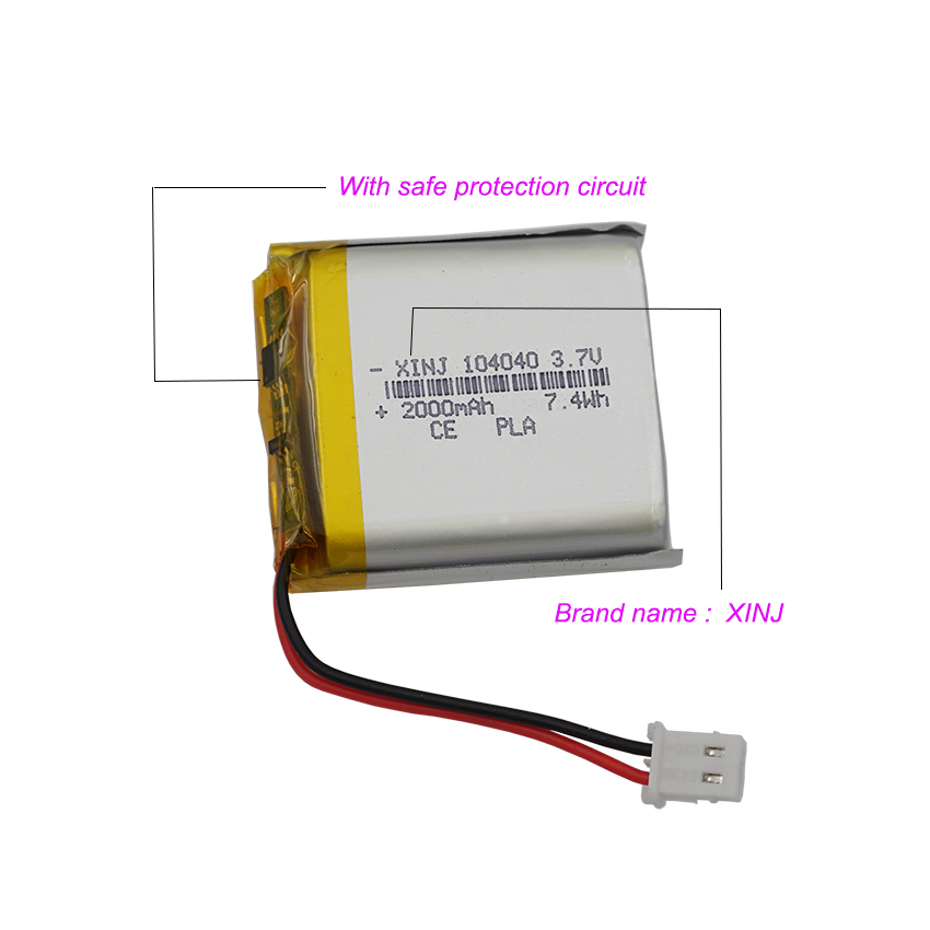 XINJ 3,7 V 2000 mAh 7,4 Wh wiederaufladbarer Li-Polymer-Li-Lithium-Akku 104040 Lipo mit 5264 MXL22-Stecker für Hayward Aqua Pod Apart