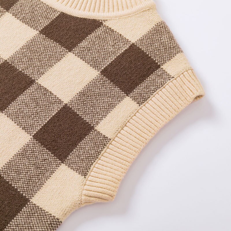 Plaid Toddler Sweater Vests Cotton Boys Girls Pullover Baby Knitted Wear 1-6y Fall Winter Children Tops Kids Clothes