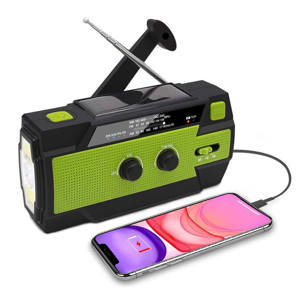 4000Mah Solar Radio Multifunctionele Emergency Radio Mobiele Powerbank Am/Fm Weersverwachting Radio Led Zaklamp Dropshiping