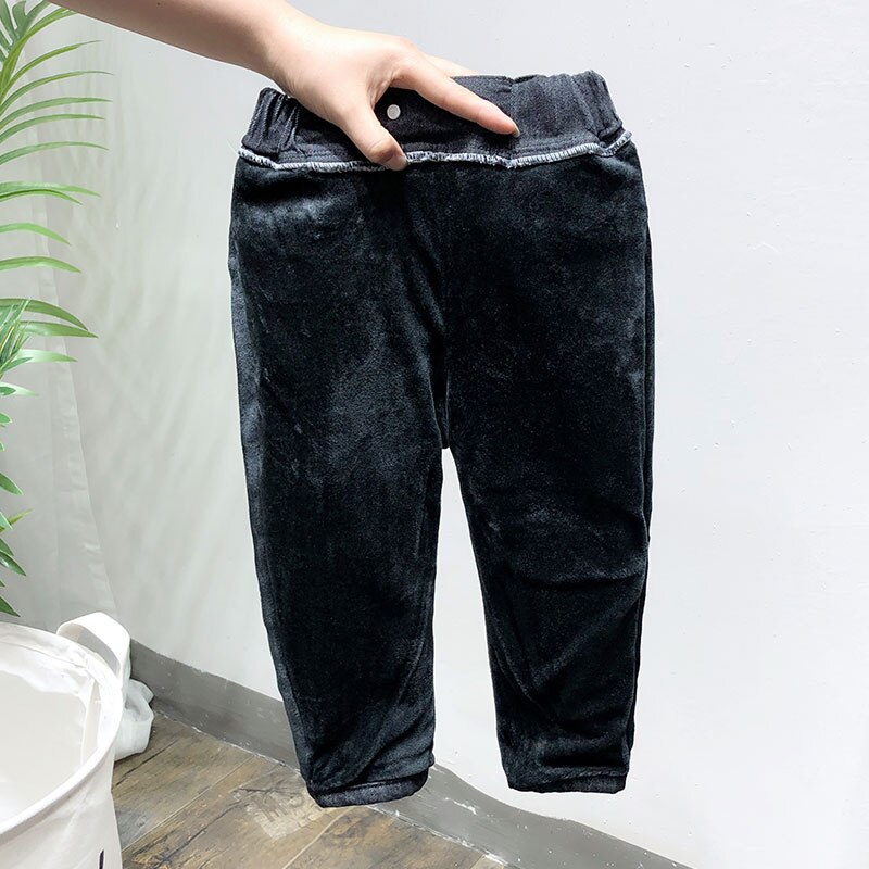 Pantalones vaqueros para niño y niña, pantalones largos gruesos de terciopelo para invierno, pantalones elásticos para niña de 2 a 6 años, pantalones gruesos de terciopelo