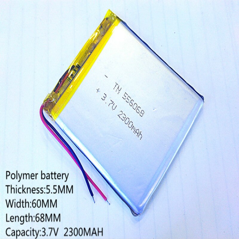 1pcs Polymer batterij 2300 mah 3.7 V 556068 smart home MP3 luidsprekers Li-Ion batterij voor dvr, GPS, mp3, mp4, mobiele telefoon, luidspreker