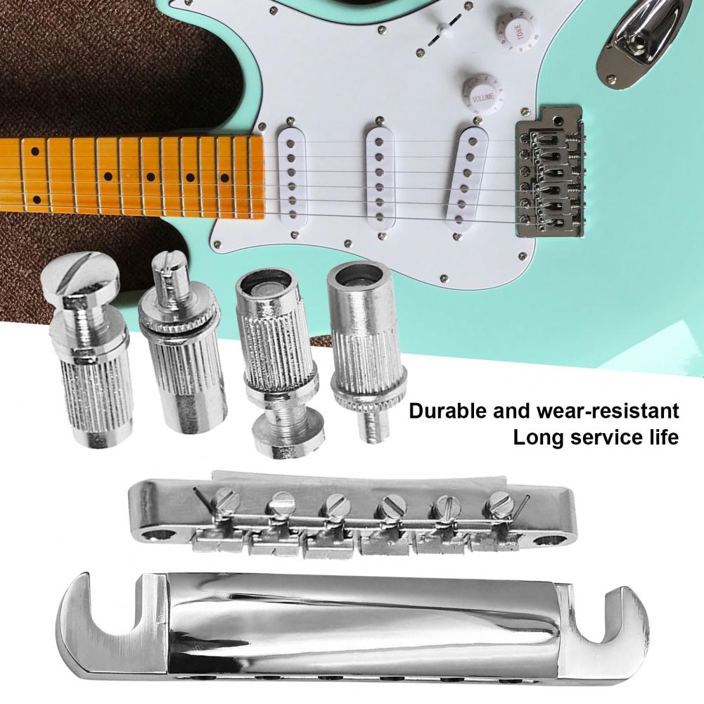 6 Strings Gaten Gitaar Brug Fixing Clip Roterende Compact Elektrische Gitaar Staartstuk Brug Met Studs Set Voor Instrument