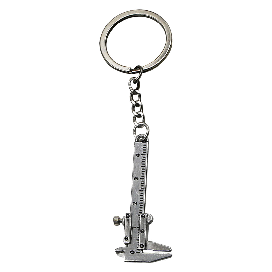1Pc Univeral Car Styling Metal Movable Vernier Caliper Ruler Model Keychain Key Chain Keyring Keyfob Tool Accessories: Silver