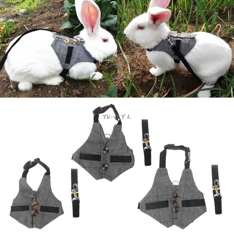 Arnés multiusos para conejos, correa para mascotas de animales pequeños, Chinchillas, cobaya, ropa, arnés, correa para mascotas