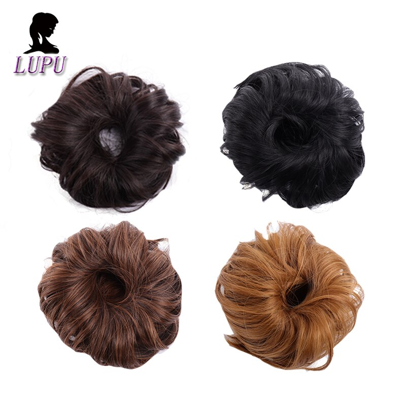 LUPU Messy Chignon Synthetic Hair Scrunchies Ponytail Hair Bun Hairpiece Dount Elastic Band For Women High Temperature Fiber