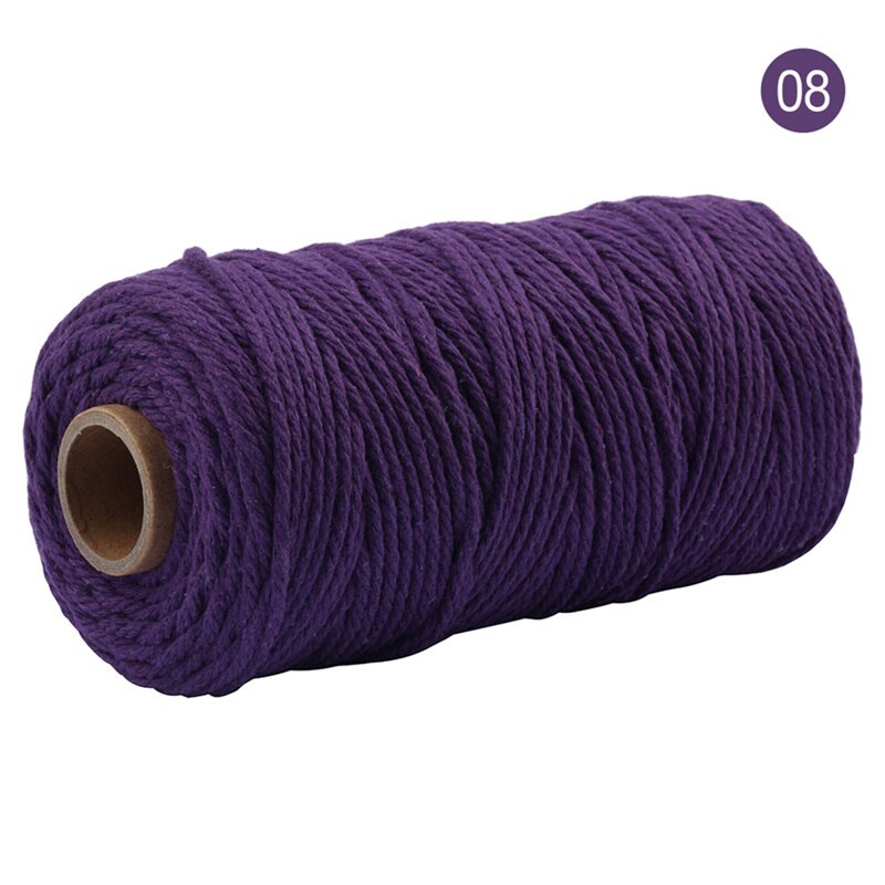 Cordon coloré 100% coton de 3mm, cordelette pour macramé artisanal, accessoire décoratif pour de mariage, 100 mètres/rouleau: color 08