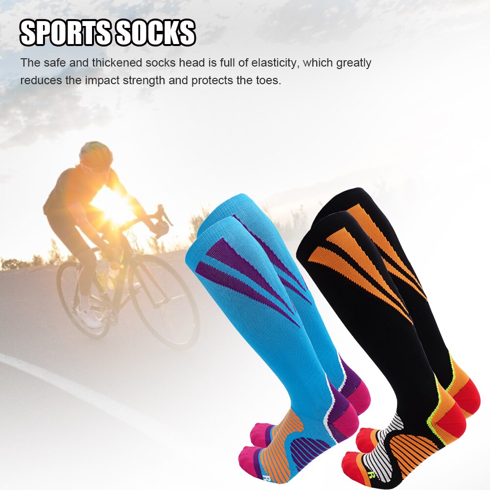 Chaussettes de Compression pour hommes, Absorption des chocs, bas de sport respirant sans couture pour Marathon cyclisme