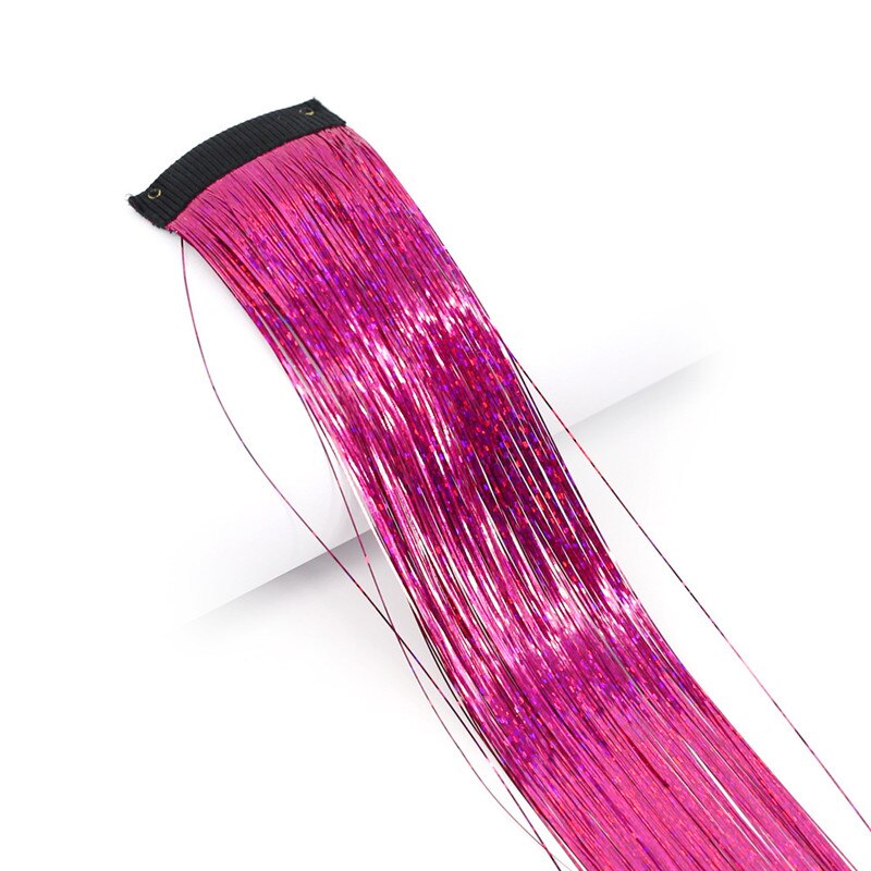 16 colors Glitter Hair Extensions Sparkle Hair Tinsel with Clip Highlights False Hair Strands 1pc Clip In Bling Hair: 4