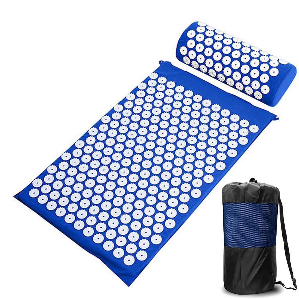 Esterilla masajeadora de acupresión para cuello y espalda, almohada corporal, aplicador, almohadilla de masaje de pies, aplicador: Blue
