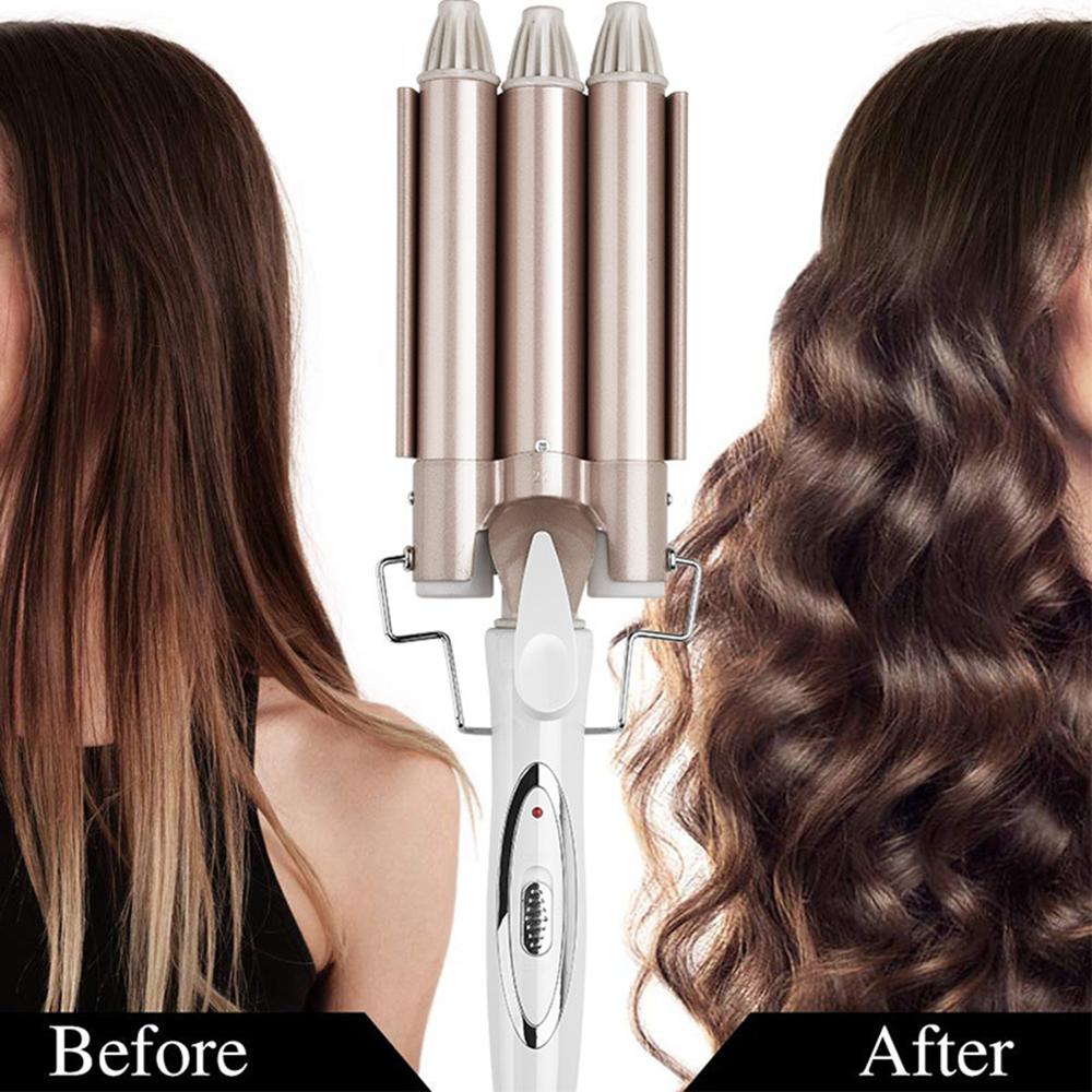 Kemei 22mm Hair Curling Iron 110-220V Ceramic Triple Barrel Hair Curler Not Hair Hurt Hair Waver