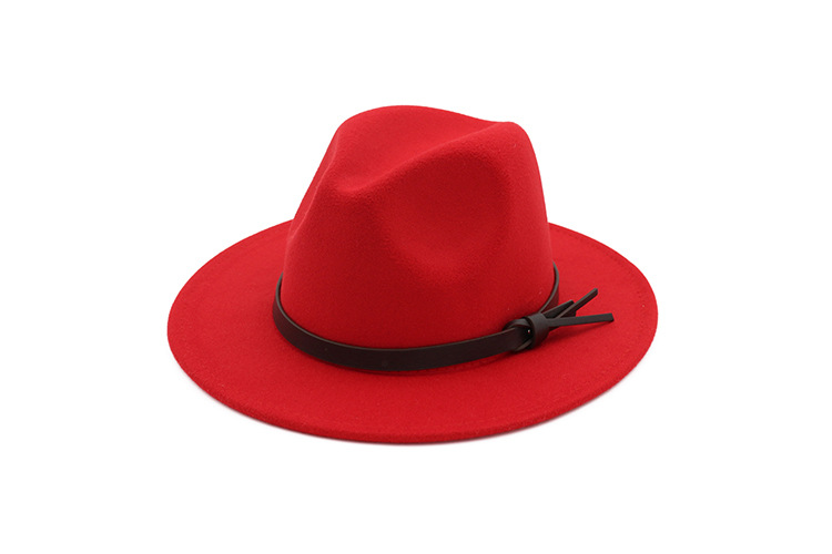 De lana de las mujeres de Sombrero de cowboy del oeste Roll-up de ala ancha vaquera Jazz ecuestre Sombrero gorra con cinta delgada AD0853: Rojo