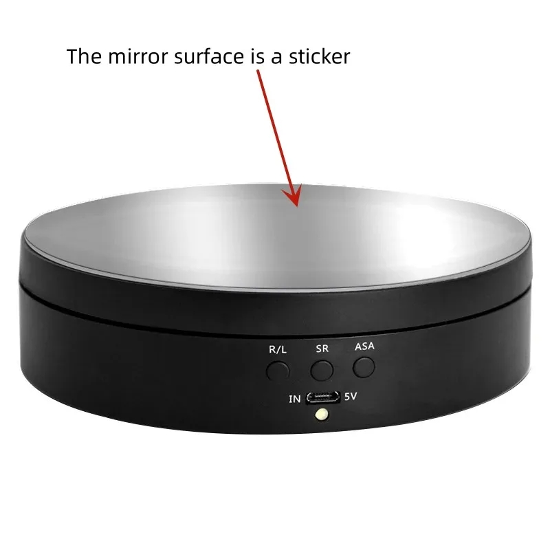 3 hastigheter roterende dreieskive 360 ° elektrisk svingbar base smykkestativ usb /18650 batteridrevet roterende brett: Svart