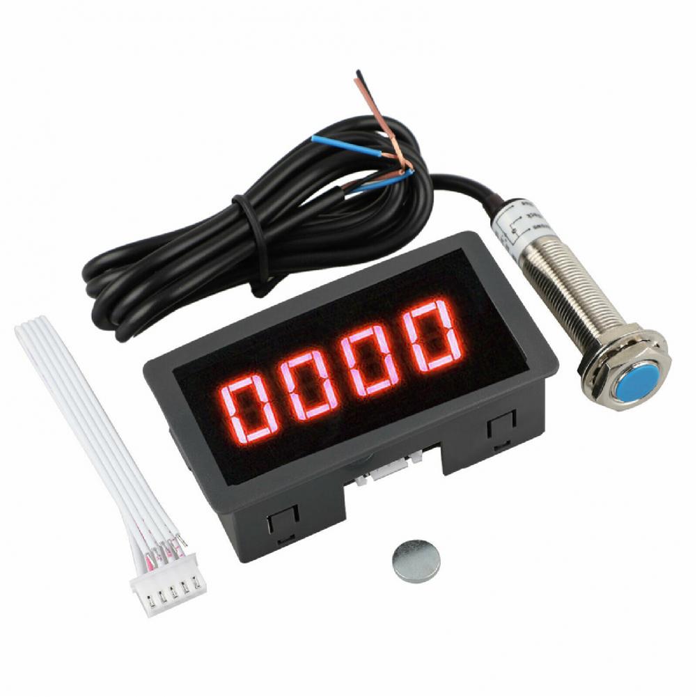 LCD Dustproof Wide Compatibility Hall Effect Sensor 4 Digital RPM Speed Meter Panel Car Tachometer for Forklifts