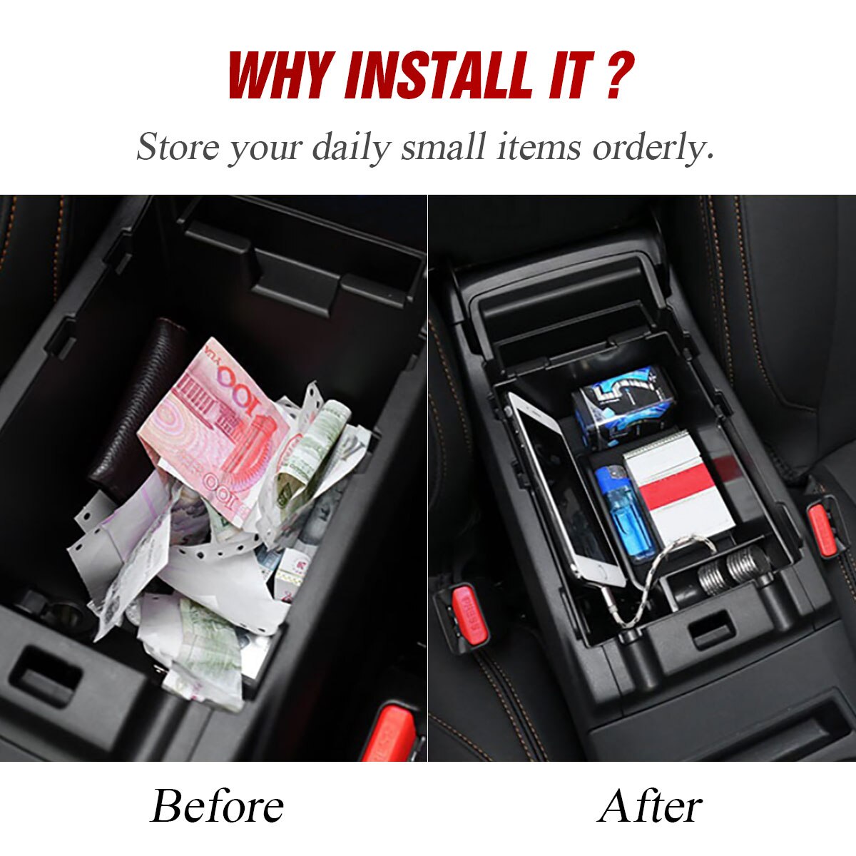 Car Armrest Storage Box Cover Center Console trays For Subaru XV