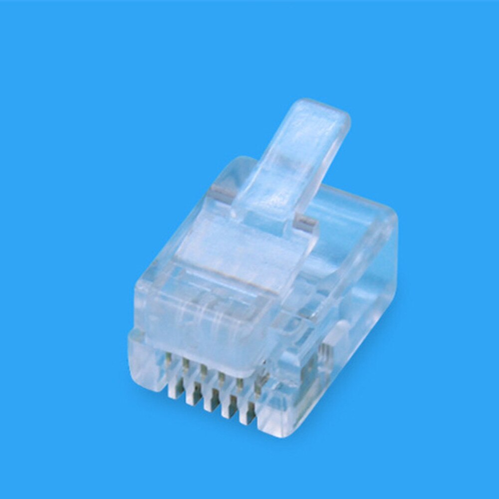RJ11 RJ12 Cable Adapter 6P6C Socket Modular Crimp Network Telephone Transparent Connector Gold-plated Plug 50pcs/Lot
