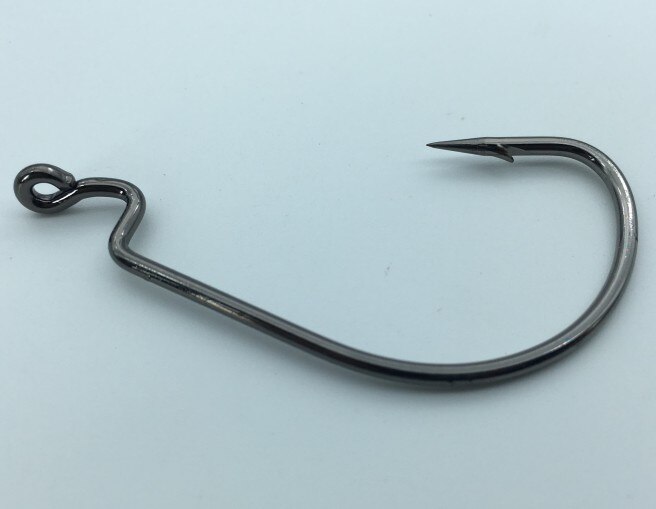 20pcs Wide Gap Worm Hook Jig Fishing Crank Hook Bass Hook for soft bait Black Fishhook Size 1/0-5/0