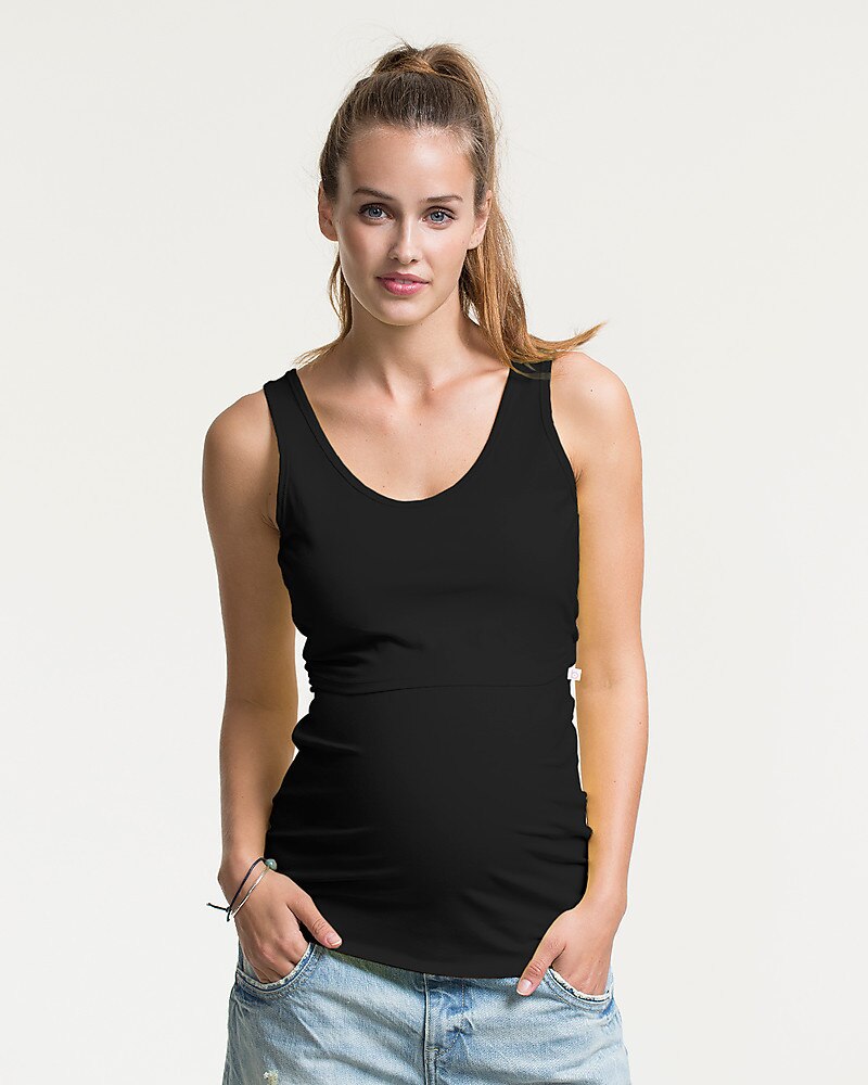 Summer Nursing Tops Plus Size Maternity Mom Breast Feeding Sleeveless Clothing Pregnant Women Tanks Pregnancy Camis Clothes: Black / XL