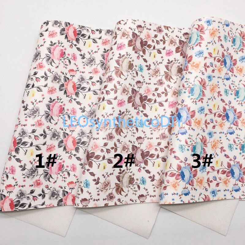 1 Pc 21X29CM Bloemen Gedrukt Faux Leer Stof, Synthetisch Leer Stof Lakens, Leer Voor Maken Bows Leosyntheticodiy T413