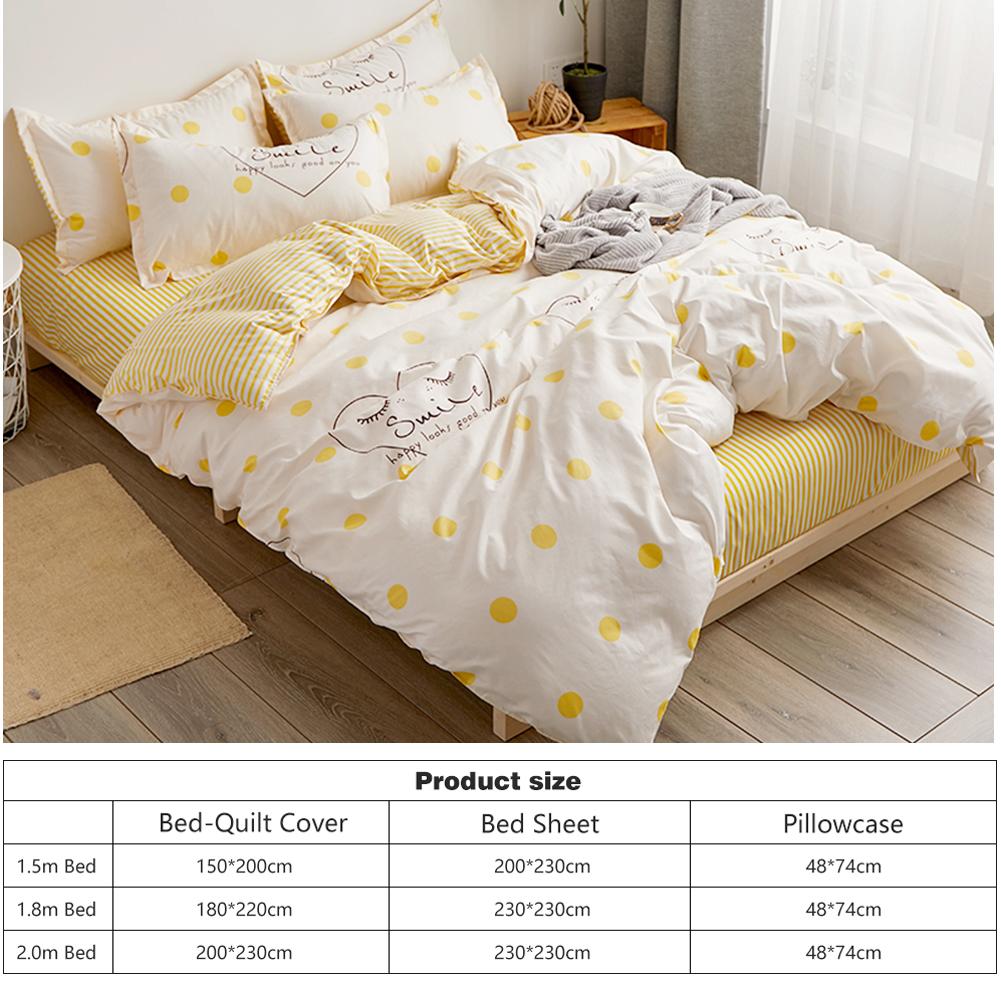 4pcs Simple Bedding Set Banana Leaf Printing Duvet Cover Bed Sheet Print Quilt Duvet Cover Flat Bed Sheet Pillowcase: D / 200X230cm