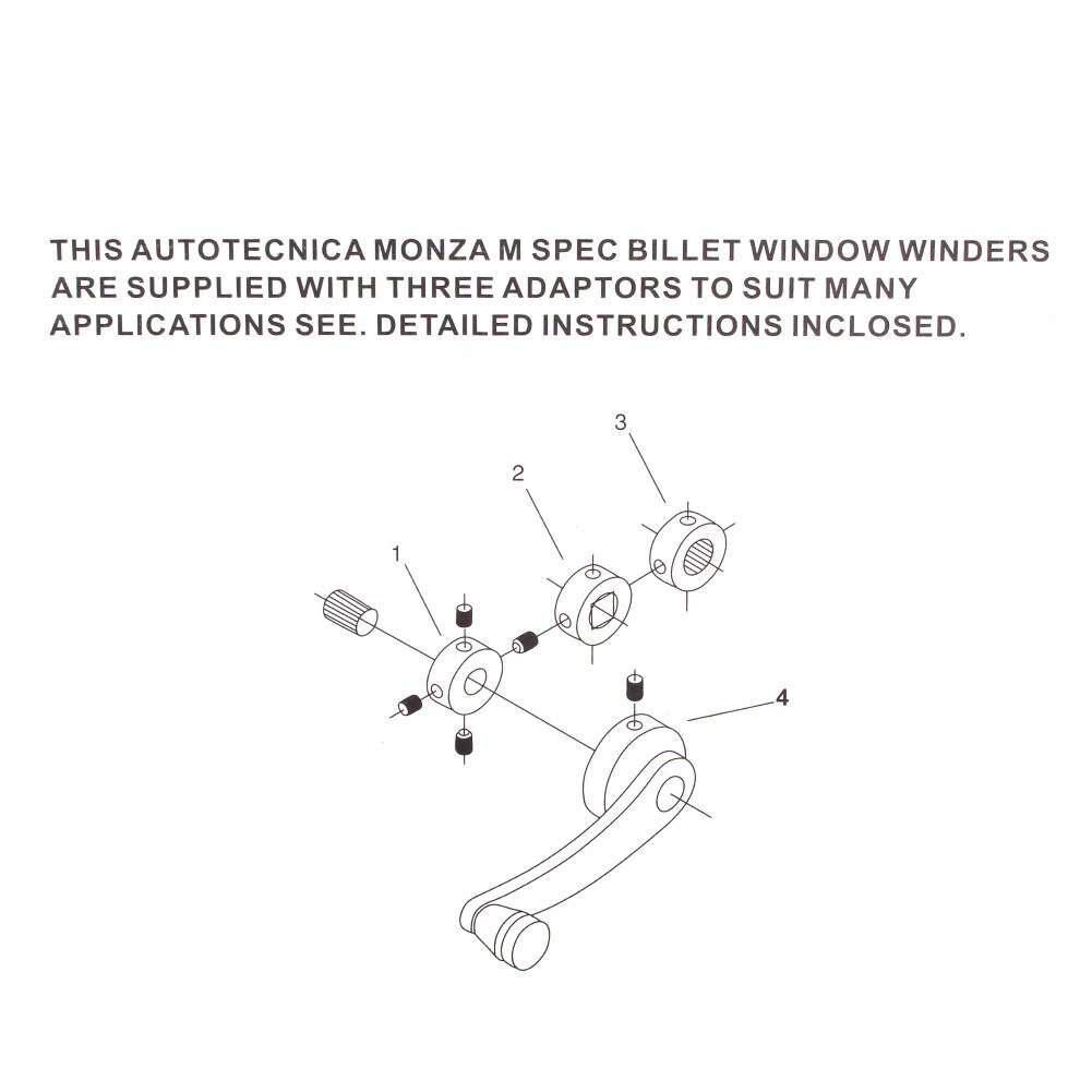 Black CNC Aluminum Universal Car Window Handle Winder Riser Winder Crank Riser 2Pcs