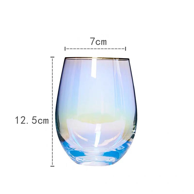 Vidrio de arcoíris coctel Copa el desayuno, té de la leche jugo de café vino Oficina hogar cristal transparente taza de agua Vasos: C