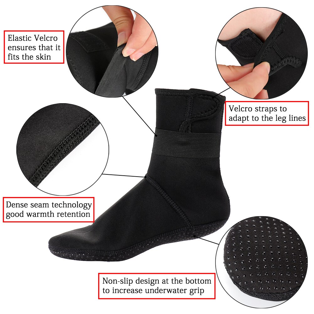 Calcetines de buceo de neopreno para adultos, botas de agua de 3mm, calcetines de buceo para surfear, botas de playa antideslizantes, zapatos de neopreno
